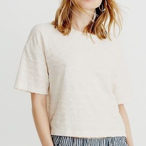 Madewell Texture & Thread Scallop-Stripe Top XL